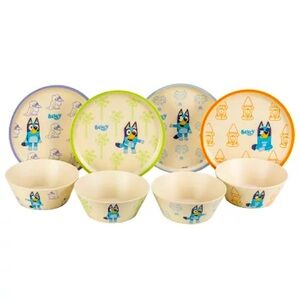 Bluey 8-Piece Bamboo Melamine Kids Dinnerware Set